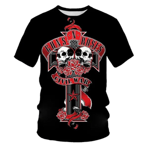 Nouveau T-shirt Sport Décontracté Uni 220g Été 2025 – Tops Punk Rose Rock Band 3D Personnalisé OEM Design Vierge - Product Image 1
