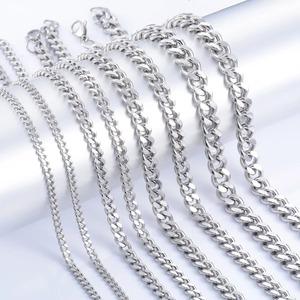 Yadreva Cadena Cubana de Acero Inoxidable para Hombre, 3-9MM, Color Plata Clásico, Collar Estilo <span class=keywords><strong>Rock</strong></span> and Roll, Joyería de Metal Sólido - Product Image 3