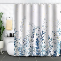 Tirai Mandi Poliester Motif Bunga Cetak Digital Elegan, Tahan Air, Ramah Lingkungan, Ukuran 180x180cm, Dekorasi Rumah, Toilet