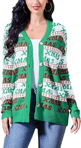 <span class=keywords><strong>Pull</strong></span> de Noël Offre Spéciale goutte épaule bouton acrylique col en v Cardigan renne drôle <span class=keywords><strong>pull</strong></span> de vacances moche - Product Image 2
