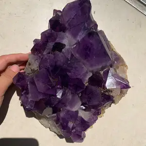 Best selling prices Natural amethyst quartz cluster reiki healing crystals rough gemstones for home office decoration