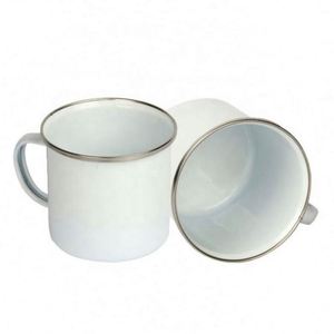 แก้วกาแฟเคลือบสีขาวแบบกำหนดเองได้ พร้อมขอบสแตนเลส - Product Image 5