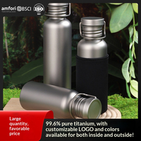 Bouteille d'eau de sport en titane pur, anti-fuite, grande capacité, pour le cyclisme en plein air, tasse de course portable monocouche pour le vélo