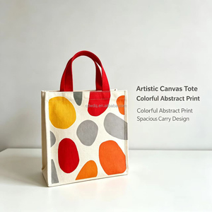 Sac fourre-tout en toile de coton imprimé et laminé, personnalisé et coloré, avec sangle rouge, pour la promotion publicitaire et le shopping - Product Image 3