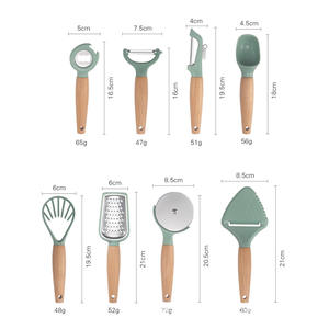 Juego de utensilios de cocina Xuanrui de 8 piezas, de acero inoxidable con mangos de madera de haya, aptos para lavavajillas, para uso doméstico. - Product Image 4