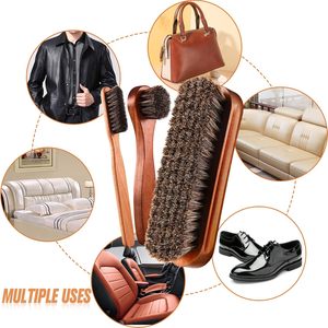 Crin de cheval brillant microfibre chiffon à chaussures vernis applicateurs daim nettoyant brosse Kit pour chaussures en cuir et soins des bottes - Product Image 5