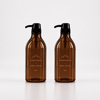 Bouteille Pompe Distributrice de Lotion en Plastique PET Transparente de 500 ml pour Shampoing et Après-Shampoing, Emballage Vide pour Savon, Idéale pour la Décoration de Salle de Bain - Vente en Gros