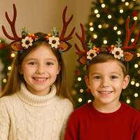 Grand serre-tête en bois de cerf, accessoires pour cheveux de renne de Noël, style forêt, coiffe en bois de cerf pour adultes, enfants, accessoires de fête, accessoires photo