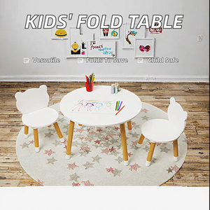Ensemble table et chaises pliantes multifonctionnelles en bois pour enfants - Design contemporain pour les chambres d'enfants, la salle à manger, la cuisine, le salon - Product Image 2