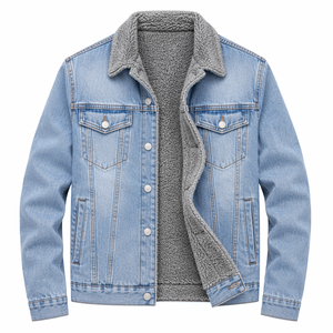 Veste d'hiver pour hommes en <span class=keywords><strong>jean</strong></span> délavé, <span class=keywords><strong>doublure</strong></span> <span class=keywords><strong>polaire</strong></span> Sherpa, robuste, chaude, vente en gros, fabricant - Product Image 3