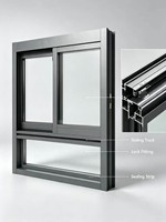 Ventana Corredera Moderna de Aluminio con Certificación CE YATTON, Resistente al Viento, con Malla de Acero Inoxidable, Apertura Horizontal, para Dormitorio y Cocina