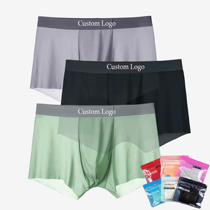 Bóxer personalizado para hombre, venta al por mayor, marca Original personalizada, alta calidad, máscara Facial, ropa interior para hombre, Bóxer fino de seda helada sin costuras - Product Image 1