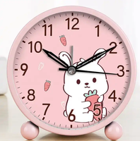 Jam Alarm Desktop anak-anak kartun Analog jam Digital Quartz senyap pembelajaran pendidikan dini cantik senyap tampilan Digital lampu malam senyap