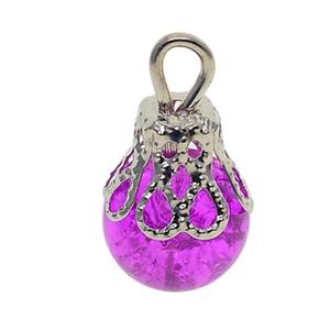 50x ciondoli di perle di vetro Crackle ciondoli di gemme floreali perline e assortimenti di perline per gioielli fai da te - Product Image 5
