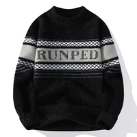 Pull en maille à col rond et manches longues, imprimé abstrait, chaud et doux, décontracté, pour homme