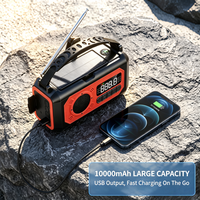 Radio Solar Multifunción con Manivela, 10000mAh, Radio Meteorológica de Emergencia con SOS