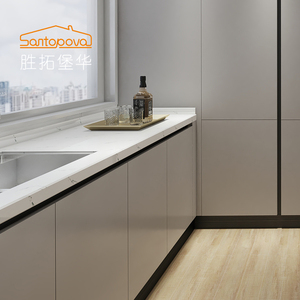 Kabinet mutfak ünitesi dolabı çalkalayıcı alüminyum lüks fiyat çin metal mobilya katı ahşap modern mutfak dolapları - Product Image 5