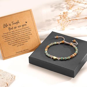 Pulsera de Piedras Naturales Bohemia con Cuentas de Cristal Ajustables y Corazón de Acero Inoxidable, Regalo de Cumpleaños y Navidad - Product Image 5