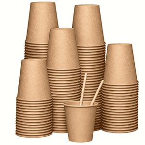 Vasos de Papel Kraft Ecológicos de <span class=keywords><strong>Pared</strong></span> Simple con Logotipo Personalizado Impreso, Vasos de Papel Ecológicos para Bebidas de Café, Té y Otras Bebidas - Product Image 1