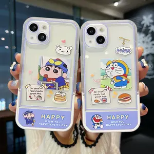 כיסוי לטלפון נייד Crayon Shin Doraemon מתאים לאייפון 11 12 13 14 15 פרומקס מצויר זוג מעמד בלתי נראה נרתיק מגן