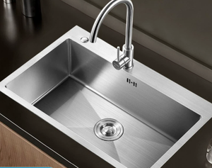 Évier de cuisine en acier inoxydable brossé, cuve simple, surface mate - Product Image 3