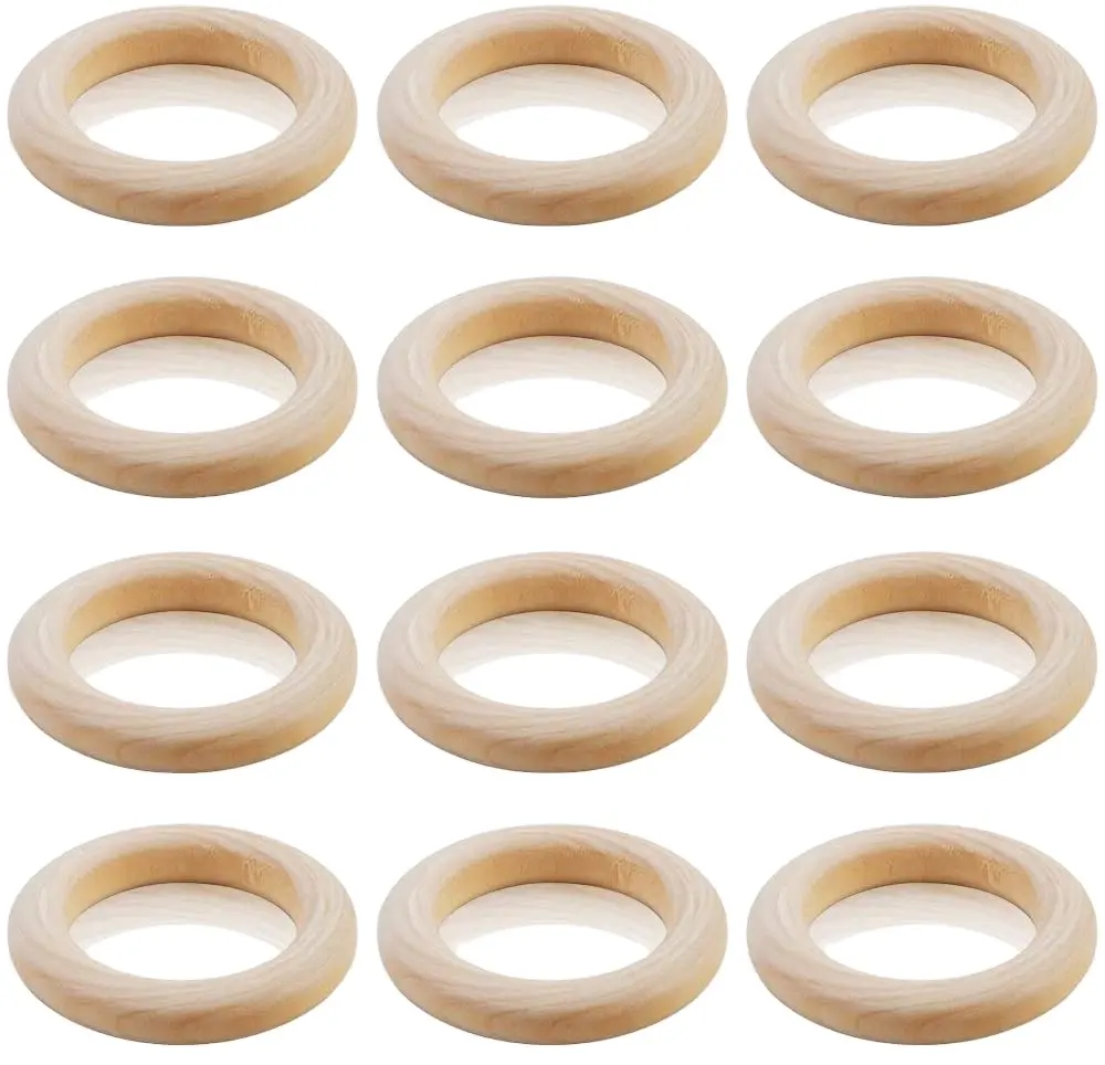TaiLai anelli in legno massello non finiti 12-150MM anelli in legno naturale per Macrame artigianato fai-da-te cerchi in legno ornamenti connettori