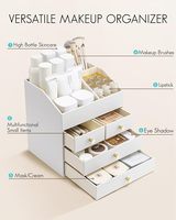 Organisateur de maquillage réglable, grand organisateur de coiffeuse, en cuir PU, 4 tiroirs, présentoir de cosmétiques pour soins de la peau