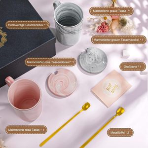 แก้วกาแฟลายหินอ่อนสีชมพูขนาด 14 ออนซ์ ของขวัญคริสต์มาสสำหรับป้า พิมพ์ข้อความ "ป้าที่ดีที่สุด" พร้อมฝา ช้อน การ์ด และกล่องสวยงาม ทนทานต่อการแตกหัก ป้องกันการรั่วซึม - Product Image 5