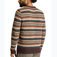 Pull en maille jacquard à col rond côtelé classique pour homme à manches longues