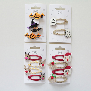 Pince à cheveux, serre-tête et barrette pour enfants et bébés filles, thème Halloween, avec ruban pailleté, fait main, style mignon - Product Image 1