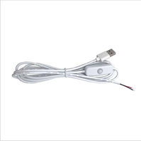Câble d'alimentation Kebaolong blanc 1m USB A mâle ouvert avec interrupteur à bouton vers 2 broches 5V de charge 501