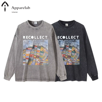 Sweat-shirt en jersey à manches longues vintage pour hommes et femmes personnalisé 270g T-Shirt lourd grande taille motif imprimé 100% coton