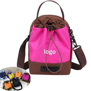 Sac à bandoulière en nylon tendance style INS avec logo personnalisé, sac à dos seau simple bicolore pour la promotion des sports de plein air - Product Image 1