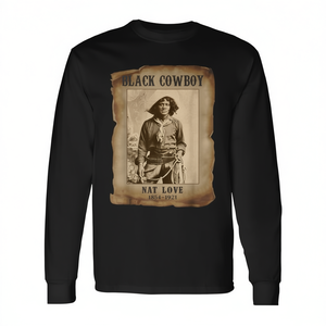 T-Shirt Unisex a Maniche Lunghe con Stampa Digitale 'Black Cowboy Nat Love', Girocollo, Abbigliamento Promozionale - Product Image 2