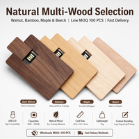 Clé USB 2.0 en bois personnalisable avec logo, nouveau modèle écologique, format carte de visite, 8GB/16GB/32GB/64GB/128GB