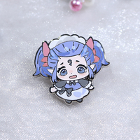 Vente en gros de pin's en métal émaillé dur argenté, design anime personnalisé, avec impression typographique