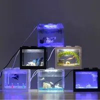 Mini Betta Fish Tank with USB LED Lighting, Small Aquarium