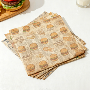 Papel de Envolver Hamburguesas Desechable Impermeable Impreso Personalizado de Fábrica, Rollo Antiadherente con Recubrimiento de PE de Grado Alimenticio - Product Image 1