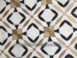 Phong Cách Mỹ Tam Giác Hình Lục Giác Dolomite Brass Bằng Đá Cẩm Thạch Trắng Sàn Khảm Và Tường Gạch - Product Image 4