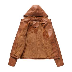 Veste de <span class=keywords><strong>moto</strong></span> en faux <span class=keywords><strong>cuir</strong></span> pour <span class=keywords><strong>femme</strong></span> avec capuche mode fermeture éclair manteaux d'hiver chauds vêtements d'extérieur en fourrure - Product Image 4