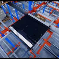 Chariot radio guidé durable pour entrepôt, avec batterie au lithium fer phosphate, pour la réception automatisée et l'insertion en stockage en allées profondes, offrant 8 heures d'autonomie