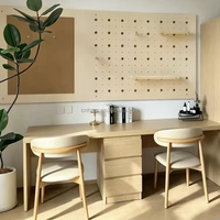 Chaise de salle à manger en bois massif nordique avec revêtement en cuir, dossier rembourré doux, design moderne de luxe léger pour salle à manger