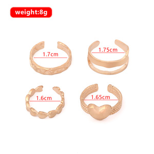 Heart Shape <b>Gold</b> Plated Alloy <b>Rings</b> <b>Set</b> for Women Daily Wear Cute Fashion Jewelry Gift Inlay-Free No Setting - Product Image 4