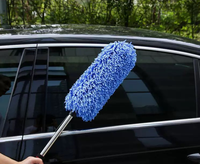 Kit de nettoyage de lavage de voiture en microfibre longue poignée rétractable dépoussiéreur cire vadrouille plumeau avec brosse rétractable