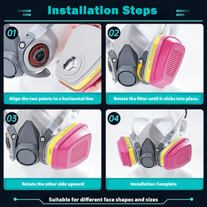 6200 + 60926 Silicone tự thở đôi lọc mặt nạ khí nửa mặt với Kính bảo hộ và mặt nạ an toàn một nửa - Product Image 5