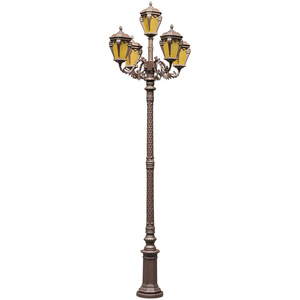 Lampadaire de jardin extérieur en fer avec abat-jour en verre LED, lumière blanc chaud 2700K, IP66, ampoule A19 non amovible, alimentation solaire AC 220V avec détecteur de mouvement - Product Image 5