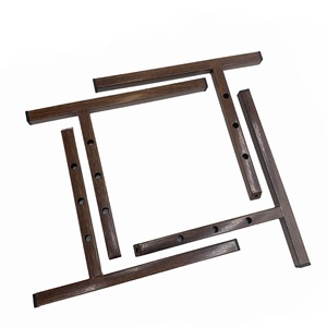 Pieds de table en métal minimalistes, finition grain de bois, acier au carbone, installation facile, pour table à usage commercial - Product Image 1