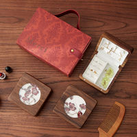Boîte de rangement portable en bois de noyer noir pour bijoux, avec couvercle en verre brodé, pour colliers, bagues et boucles d'oreilles - Vente en gros