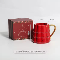 Tasse à café personnalisée avec design d'arbre de Noël créatif, tasses en céramique nordiques, tasses à café de Noël personnalisables avec poignée dorée