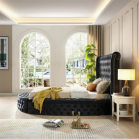 Lit de rangement Chesterfield capitonné moderne à trois côtés en tissu, taille King, écologique et durable, pour salon et appartement
